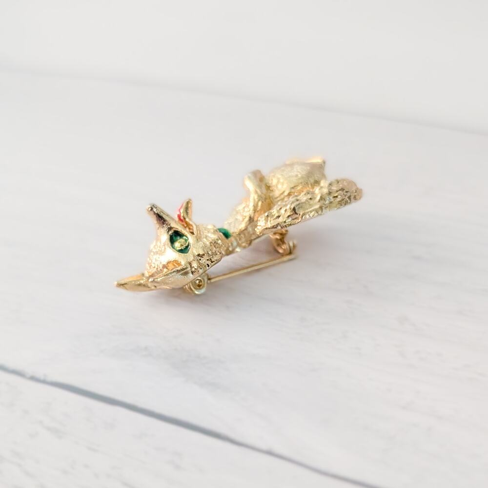 Vintage Brooch / Vintage Pin Gold Tone Fox Brooch - Cute - Picture 6 of 8